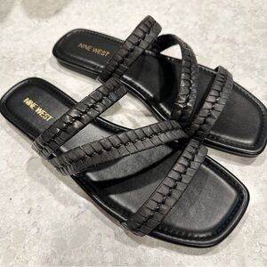 Nine West Black Woven Strap Sandals